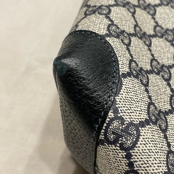 NWOT Vintage GUCCI SHERRY Line Large NAVY Monogram GG Canvas Leather Tote - Picture 4 of 13
